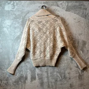 Free People XS‎ Womens Shawl Collar Cardigan Wool Crochet Knit Eyelet Cottage thumbnail 2