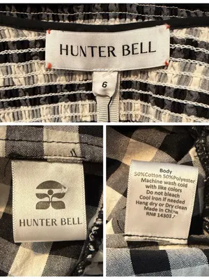 Hunter Bell Andrea Dress Black White Gingham Tiered Midi Size 6 NWT thumbnail 6