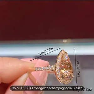Women Big Rose Gold Crystal Ring Crystal Fashion Jewelry Gift thumbnail 4
