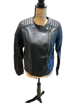 Free People Faux-Leather Quilted Moto Jacket Women's Size 6 (oversized) NWT thumbnail 4