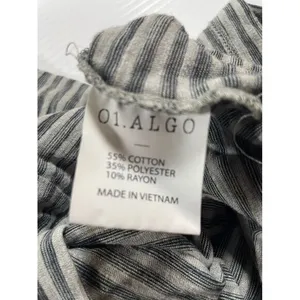 01.ALGO Striped Short Sleeve‎ T-Shirt Casual Basic Tee Gray Black Stripes M thumbnail 5