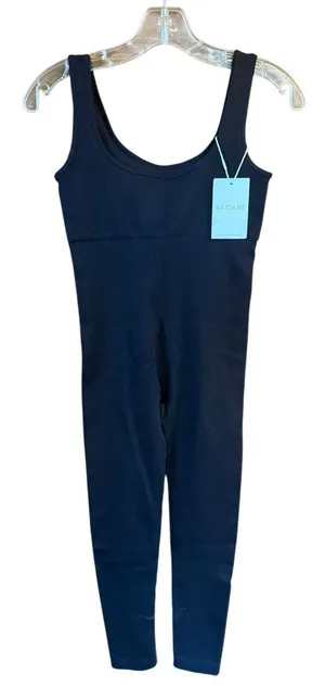 Katch Me black ribbed scoop-neck activewear jumpsuit Sz M (6) NWT thumbnail 1