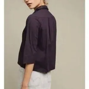 Maeve Anthropologie purple sequin cropped blouse 2 thumbnail 2