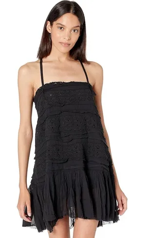 NWT Free People Shailee Dress Womens M Black Eyelet Ruffle Tiered Cottagecore thumbnail 1