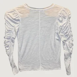 2007 | Free People We The Free Ruched Puff Sleeve Slub Knit‎ Top White Womens L thumbnail 2