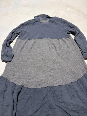 POL Button-Front Tiered Dress Gray medium boho thumbnail 10