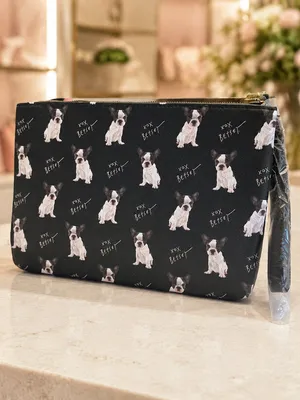 Betsey Johnson Boston Terrier Wristlet Dog Tag Keychain Set NWT thumbnail 2