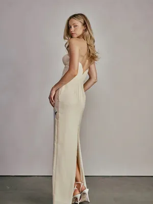 Katie May Ursula Floral Strapless Gown Butter Yellow thumbnail 6