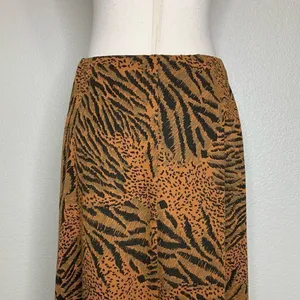 Silver Threads Vintage Animal Print Stretchy Knit Pull On Midi Skirt, Sz Medium thumbnail 7