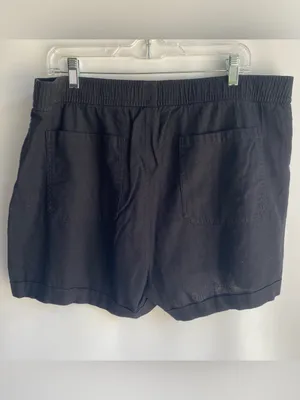 Old Navy black cuffed linen shorts summer beach resort travel XL thumbnail 4