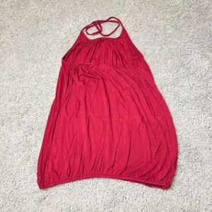 Urban Nomad Earthbound Trading Co Red Halter Top Bubble Hem Boho Blouse L/XL thumbnail 3