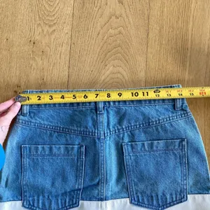 Denim and Leather Skirt in Blue and White thumbnail 5