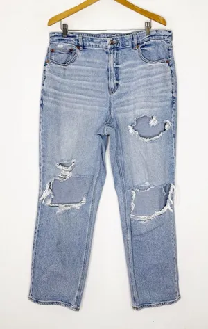 American Eagle Curvy 90s Straight Jeans Size 18 Regular Distressed Stretch thumbnail 1