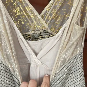 Vintage Dee People gold shimmer tulle and lace mini dress thumbnail 3