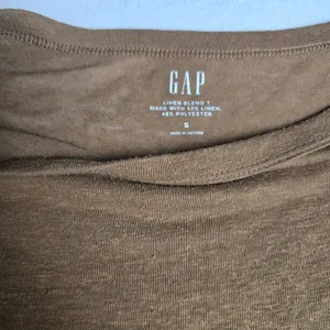 Gap‎ 46R Womens Linen Blend Boat Neck Long Sleeve Tee Brazen Brown Scoop Neck thumbnail 2