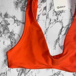 NWT Quince Sunset Orange Italian Plunge Bikini Swim Suit Top Women's Size Small thumbnail 4