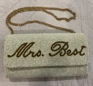 PRETTY ROBES Custom Hand Beaded Clutch Bridal Wedding Bride Bag thumbnail 1
