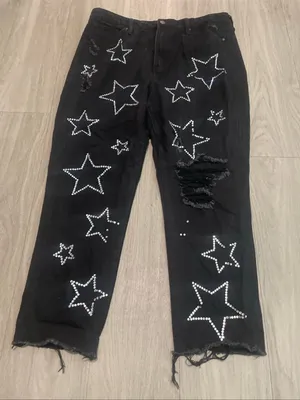 Women’s Black Skinny Jeans with Star Stud Embellishments thumbnail 1