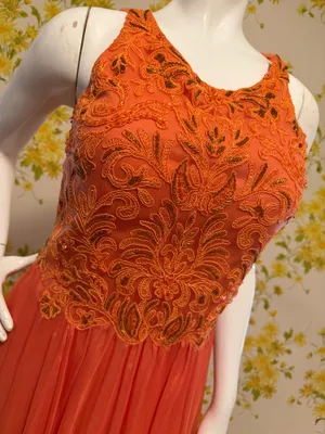 Illusion back prom evening gown size M Orange Size M thumbnail 2