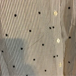 Loft Gray, Black & White Stripes & Polka-Dot Cotton Button Down Top (L) thumbnail 7
