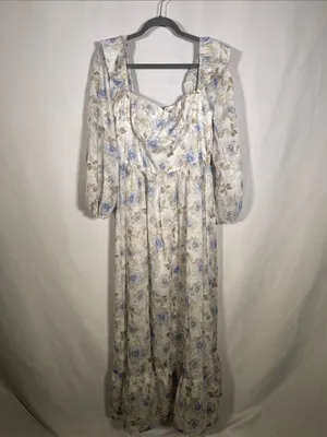 Eywol Long Sleeve White Floral Maxi Dress Large New With Tags thumbnail 2