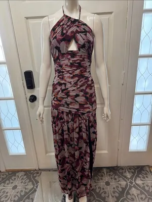 Nicholas Micaela Halter Neck Purple Floral Gown size XSMALL A1 thumbnail 3