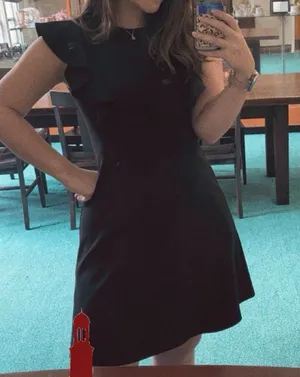 2hearts black dress with ruffle accent sleeve thumbnail 1