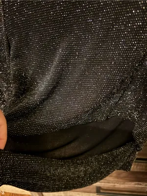 SHEIN Black Sparkle Long-Sleeve Cut-Out Top thumbnail 2