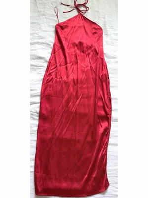 Zara Red Satin Halter Maxi Dress thumbnail 6
