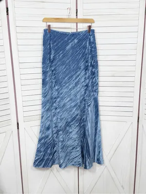 Free‎ People Noa Crushed Velvet Maxi Slip Skirt Royal Blue Small Boho Chic thumbnail 8