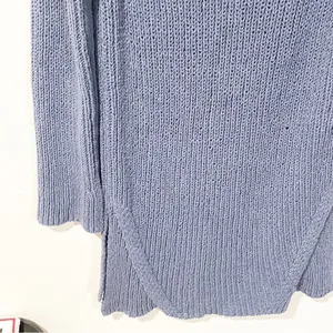 Free People Size Medium Blue Thick Knit Open Back Long Sleeve Tunic‎ Dress thumbnail 2
