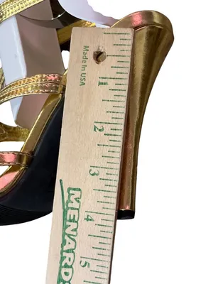 FUN Gold Gladiator Knee High Heels Strappy Sandals Women's 8 Used thumbnail 9