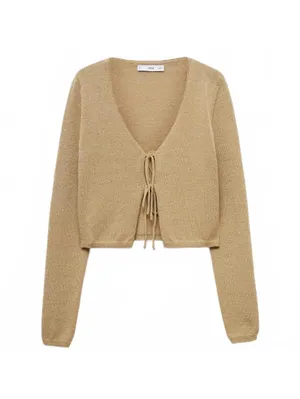 Mango Knitted Cardigan with Bow Jadore Gold XS thumbnail 5