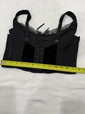 VS Black Velvet Lace Corset Bustier Top Size Large Y2K Coquette thumbnail 6