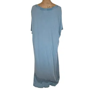 Caite Blue Embroidered Cotton Maxi Dress Short Sleeve Boho Lagenlook Size 1X thumbnail 6