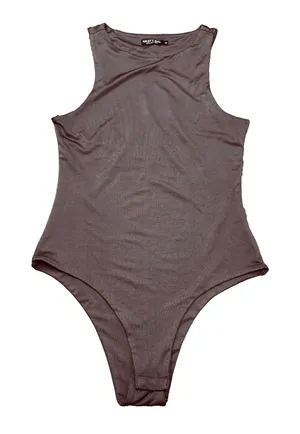 Nasty Gal Women’s Brown Bodysuit Sz M sleeveless stretchy minimalist thumbnail 1