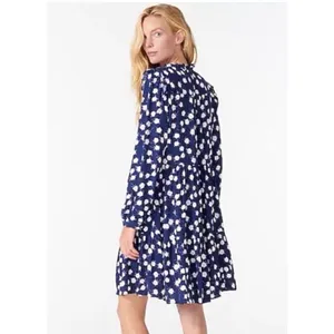 J Crew Dress Womens Purple Navy Scattered Peony Floral Tie Neck Tiered SZ M thumbnail 2
