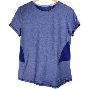 Under Armour‎ Women Blue Short Sleeve Running Training Shirt Top UA HeatGear thumbnail 2