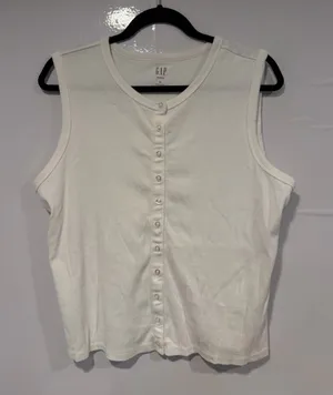 GAP Women's White Button-Front Sleeveless Top thumbnail 1