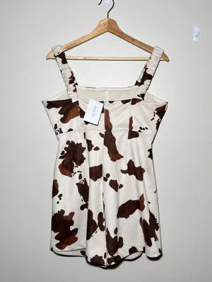 BAEVELY | Brown Cow Print Dress Romper thumbnail 5