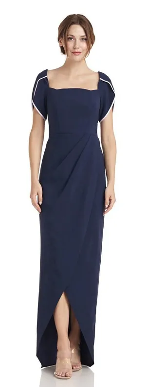 js collections dress Delilah Scallop Neck Gown Blue Maxi Size 2 Wedding‎ thumbnail 1