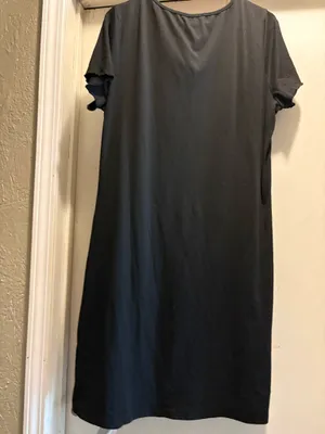 Ekouaer Black button up short sleeve nightgown, L thumbnail 2
