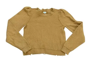 Aerie Mustard Puff Sleeve Distressed Crew Sweater M Earthenware‎ Minimalist thumbnail 1