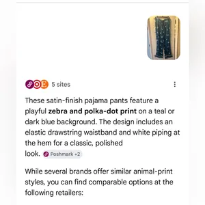 LOFT Teal Satin Sleep Pants with White & Black Zebra Print | Size Small thumbnail 14