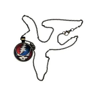 Grateful Dead Steal Your Face Collectible Necklace Antique Brass Chain thumbnail 4