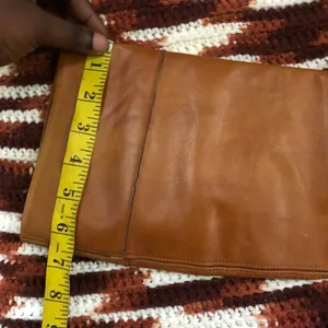 Vintage 90s Golden Brown Tan leather knee-high riding boho equestrian boots kitten heels hippie indie thumbnail 6