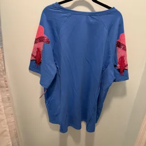 Fantastic Fawn Sequin Cowboy Boot T-Shirt Dress L Blue Pink Fringe Western thumbnail 5