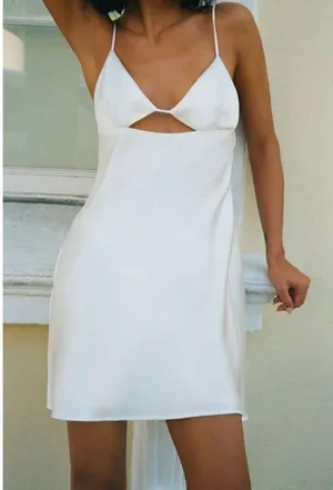 ZARA Dress Mini Satin Lingerie Effect White Wedding Bridal Shower Vacation Summer thumbnail 6