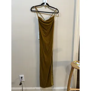 $426 Staud Women's Brown Bellamy Lace-Up Back Velvet Midi Dress Size Small thumbnail 6