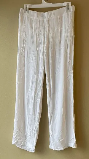 Monrow Sheer White Straight Leg Pant Size Small thumbnail 1